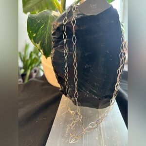 Italian Sterling Silver Long Chain – 42” – 925 Italy – Geometric Open